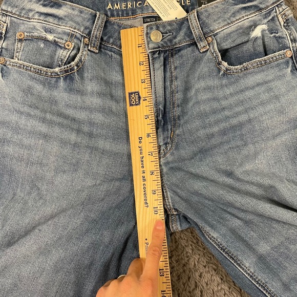 NWT American Eagle Women's Jeans Low-Rise Baggy Wide Leg Size 8R Distressed - Picture 10 of 13